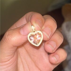 Sterling Silver gold plated crystal heart pendant